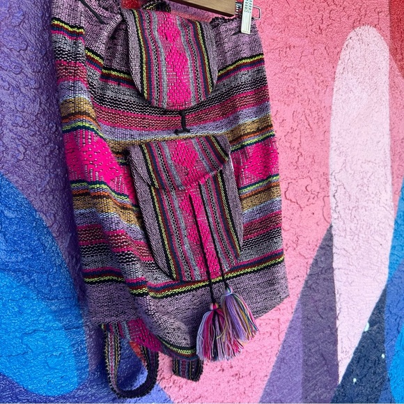Mexican boho hippie drawstring backpack - Picture 4 of 9